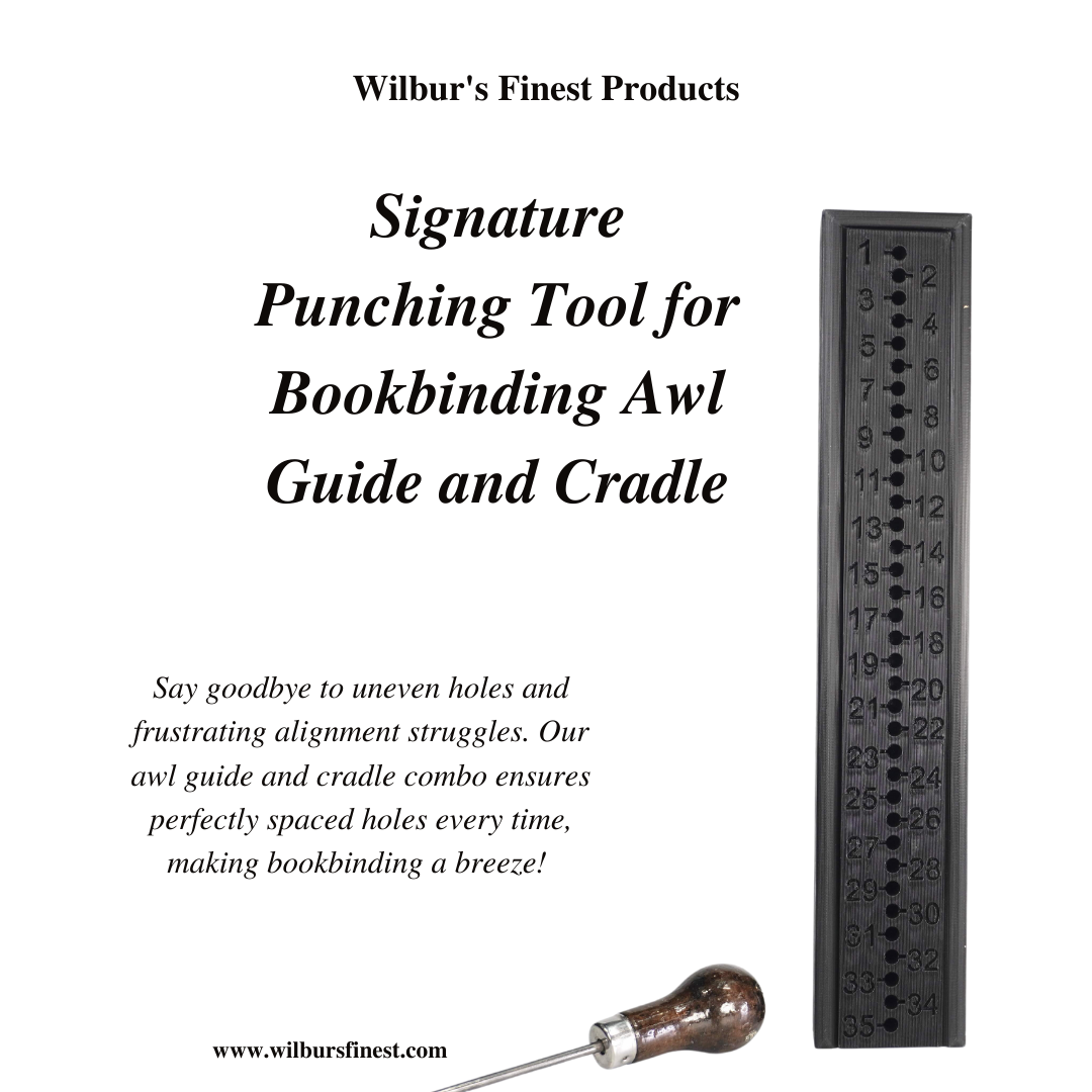 Signature Punching Tool for Bookbinding w/ an Awl Guide and Cradle